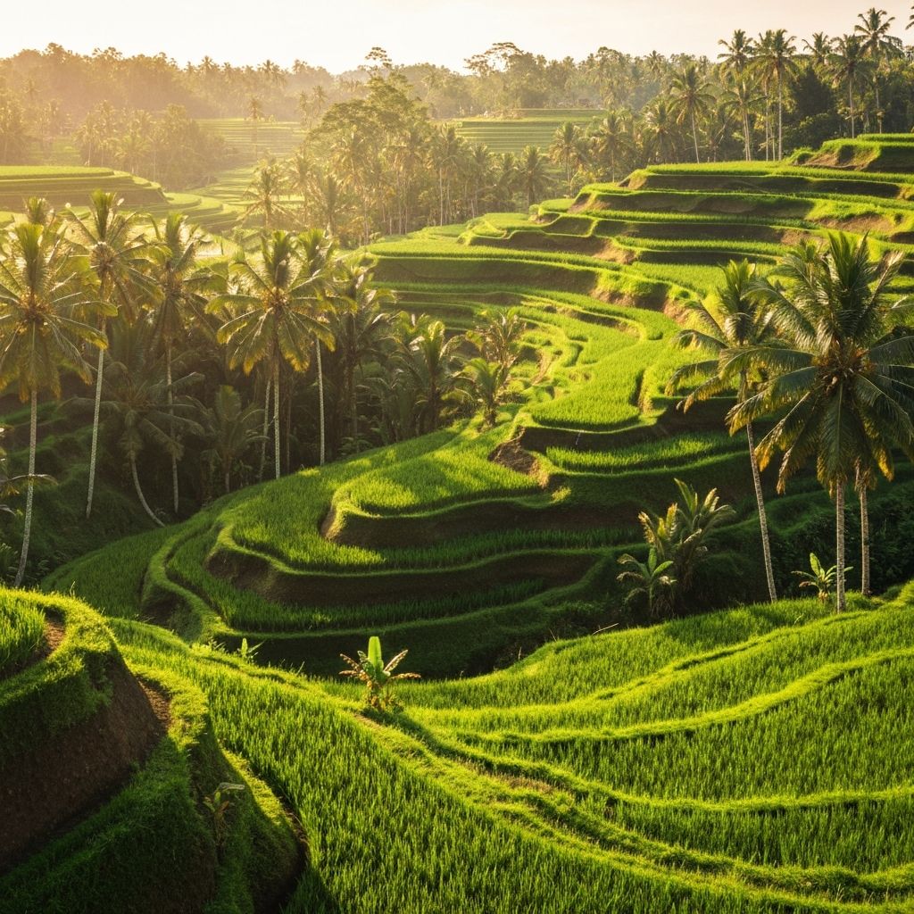 Lush green rice terraces in Ubud, Bali
